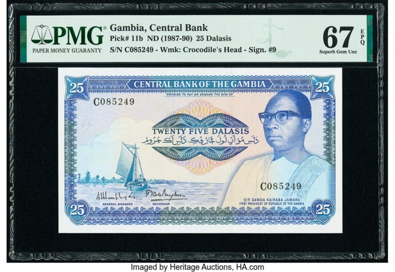 Gambia Central Bank of the Gambia 25 Dalasis ND (1987-90) Pick 11b PMG Superb Ge...