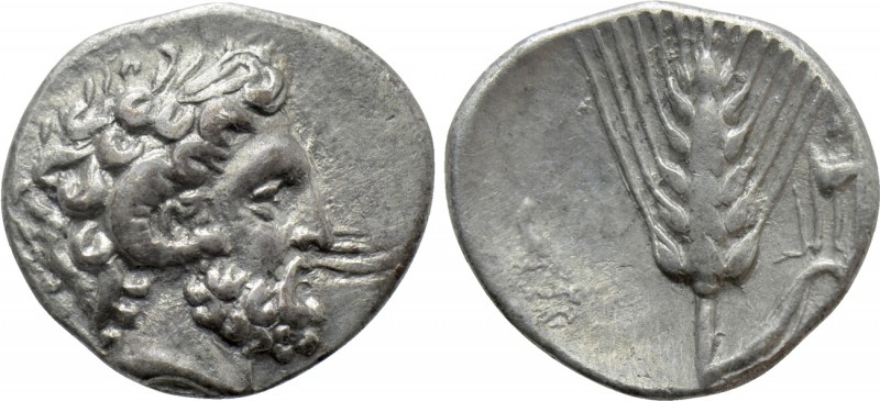 LUCANIA. Metapontion. Diobol (Circa 325-275 BC). 

Obv: Laureate head of Zeus ...