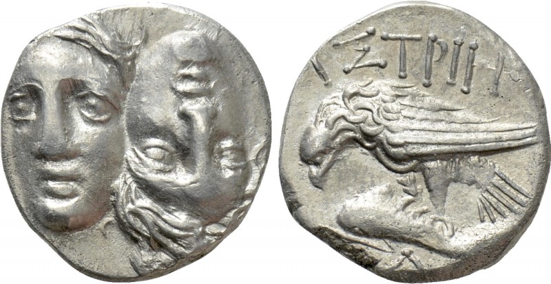 MOESIA. Istros. Drachm (Circa 280-256/5 BC). 

Obv: Facing male heads, the rig...