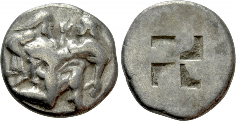 THRACE. Thasos. Stater (Circa 480-463 BC). 

Obv: Ithyphallic satyr advancing ...