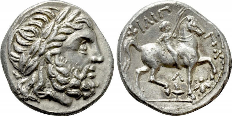KINGS OF MACEDON. Philip II (359-336 BC). Tetradrachm. Amphipolis.

Obv: Laure...