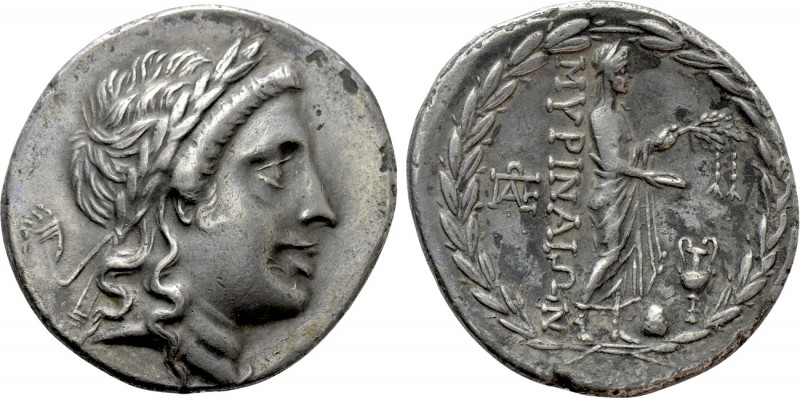 AEOLIS. Myrina. Tetradrachm (Circa 160-143 BC). Stephanophoric type. 

Obv: La...