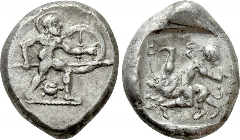 PAMPHYLIA. Aspendos. Stater (Circa 465-430 BC).

Obv: Warrior advancing right,...