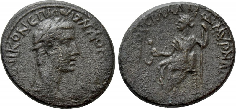 IONIA. Smyrna. Caligula (37-41). Ae. Menophanes, magistrate, and Aviola, procons...