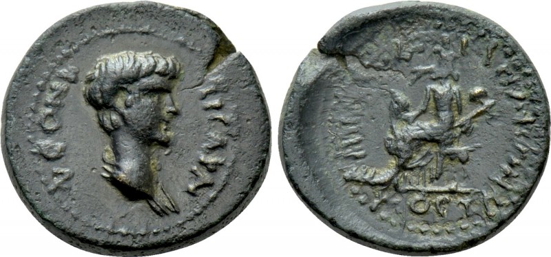 LYDIA. Mostene. Nero (Caesar, 50-54). Ae. Pedanios, magistrate. 

Obv: NЄON (s...