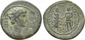 LYDIA. Sardes. Augustus (27 BC-14 AD). Ae. Mousaios, magistrate. Homonoia issue with Pergamum
