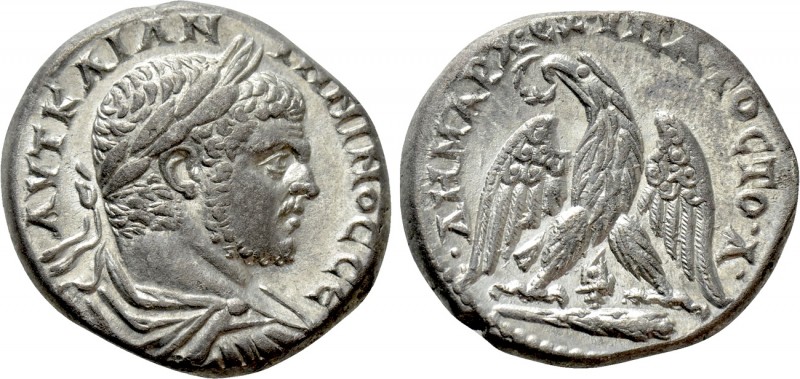 PHOENICIA. Tyre. Caracalla (198-217). Tetradrachm. 

Obv: AVT KAI ANTωNINOC CЄ...