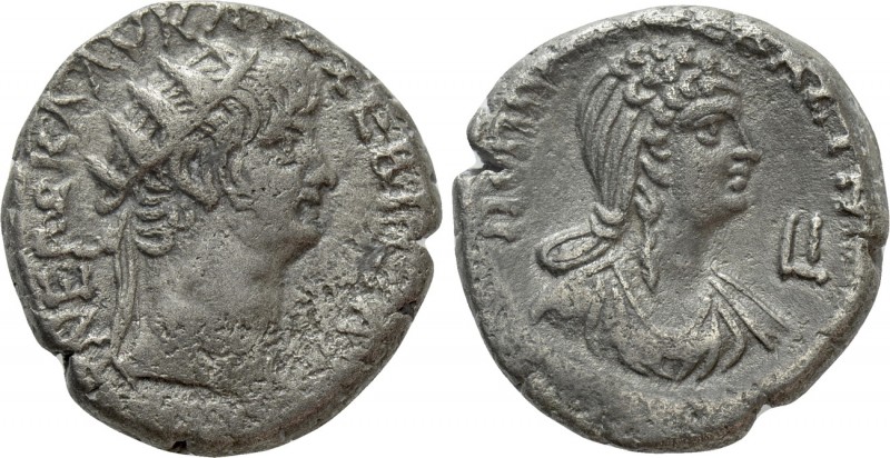 EGYPT. Alexandria. Nero with Poppaea (54-68). BI Tetradrachm. Dated RY 10 (63/4)...