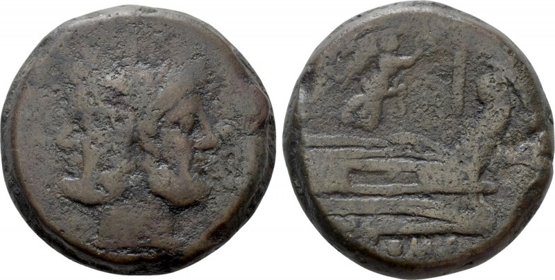 ANONYMOUS. As (211-208 BC). Mint in Central Italy. 

Obv: Laureate head of bea...