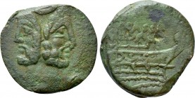 C. Cassius and L. Salinat (84 BC). As. Semuncial standard. Rome