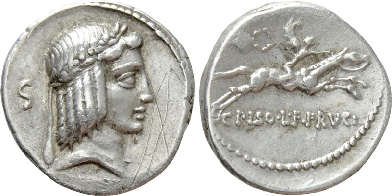 L. PISO L.F. L.N. FRUGI. Denarius (67 BC). Rome. 

Obv: Laureate head of Apoll...