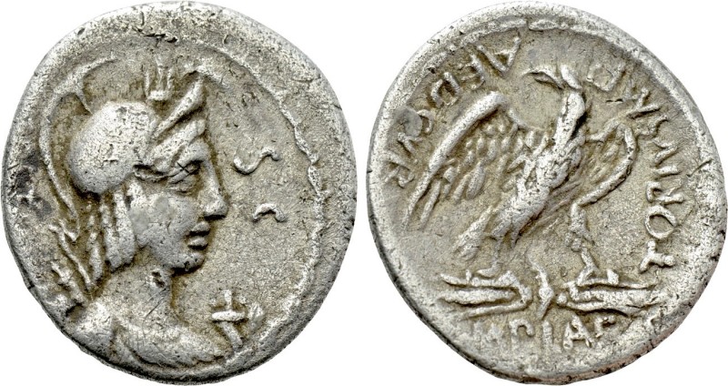 M. PLAETORIUS M.F. CESTIANUS. Denarius (57 BC). Rome. 

Obv: CESTIANVS / S C. ...
