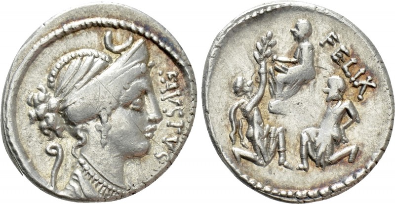 FAUSTUS CORNELIUS SULLA. Denarius (56 BC). Rome. 

Obv: FAVSTVS. 
Diademed an...