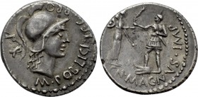 CNAEUS POMPEY II. Denarius (46-45 BC). Corduba; Marcus Poblicius, legatus pro praetore