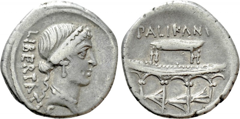 LOLLIUS PALICANUS. Denarius (45 BC). Rome. 

Obv: LIBERTATIS. 
Diademed head ...