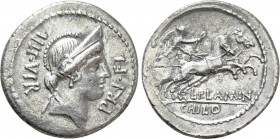 L. FLAMINIUS CHILO. Denarius (43 BC). Rome