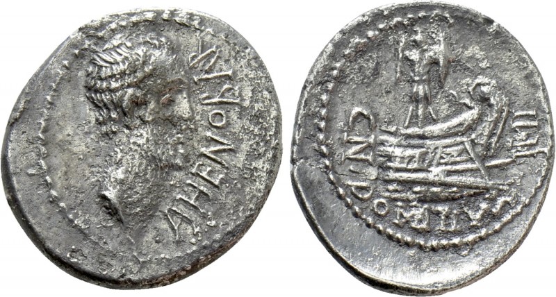 CN. DOMITIUS L. F. AHENOBARBUS. Denarius (41-40 BC). Uncertain mint along the Ad...