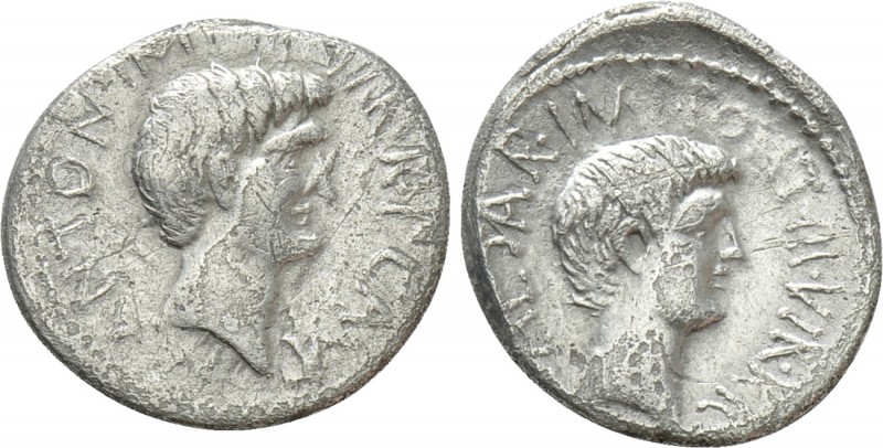 MARK ANTONY and OCTAVIAN. Denarius (41 BC). Military mint travelling with Mark A...