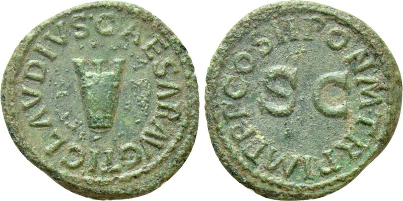 CLAUDIUS (41-54). Quadrans. Rome. 

Obv: TI CLAVDIVS CAESAR AVG. 
Modius.
Re...