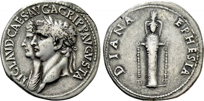CLAUDIUS with AGRIPPINA II (41-54). Cistophorus. Ephesus. 

Obv: TI CLAVD CAES...