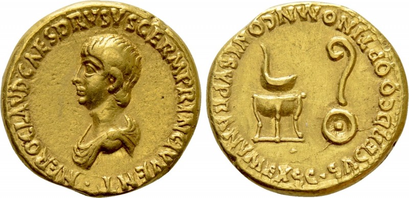 NERO (Caesar, 50-54). Aureus. Rome. 

Obv: NERO CLAVD CAES DRVSVS GERM PRINC I...