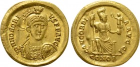 HONORIUS (393-423). GOLD Solidus. Constantinople