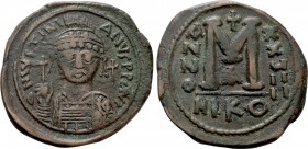 JUSTINIAN I (527-565). Follis. Nicomedia. Dated RY 29 (555/6)