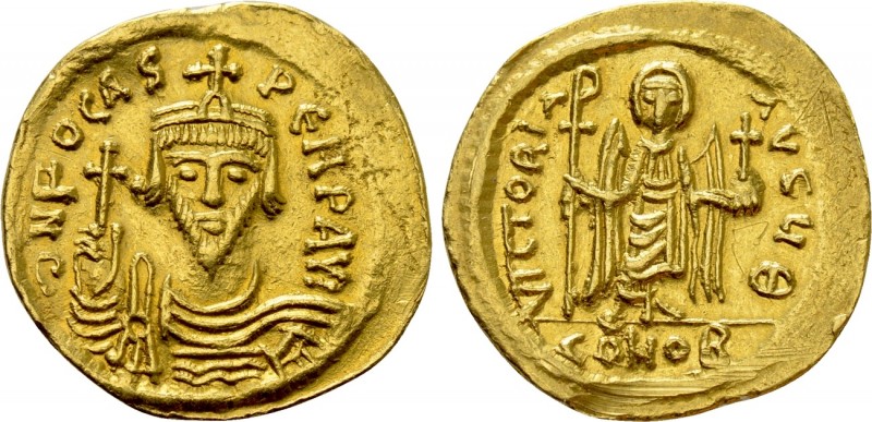 PHOCAS (602-610). GOLD Solidus. Constantinople. 

Obv: δ N FOCAS PЄRP AVG. 
C...