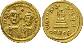 HERACLIUS with HERACLIUS CONSTANTINE (610-641). GOLD Solidus. Constantinople