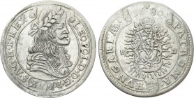 AUSTRIA. Holy Roman Empire. Habsburg. Leopold I (Emperor, 1658-1705). 15 Kreuzer (1680 KB). Kremnitz
