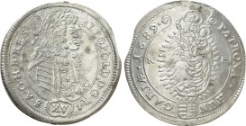 AUSTRIA. Holy Roman Empire. Habsburg. Leopold I (Emperor, 1658-1705). 15 Kreuzer (1689 KB). Kremnitz