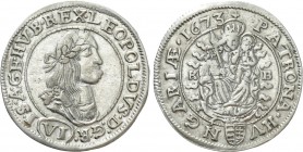 AUSTRIA. Holy Roman Empire. Habsburg. Leopold I (Emperor, 1658-1705). 6 Kreuzer (1673 KB). Kremnitz