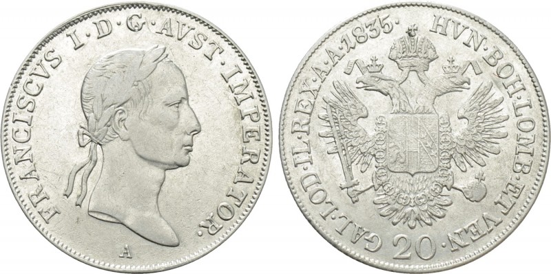 AUSTRIA. Francis I (1804-1835). 20 Kreuzer (1835). Wien (Vienna). 

Obv: FRANC...
