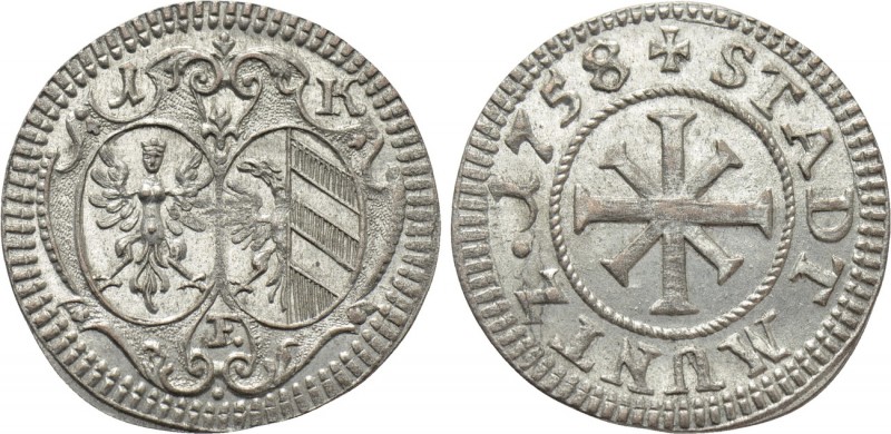 GERMANY. Franz I (1745-1765). 1 Kreuzer (1758). Nuremberg. 

Obv: STADT MUNTZ....