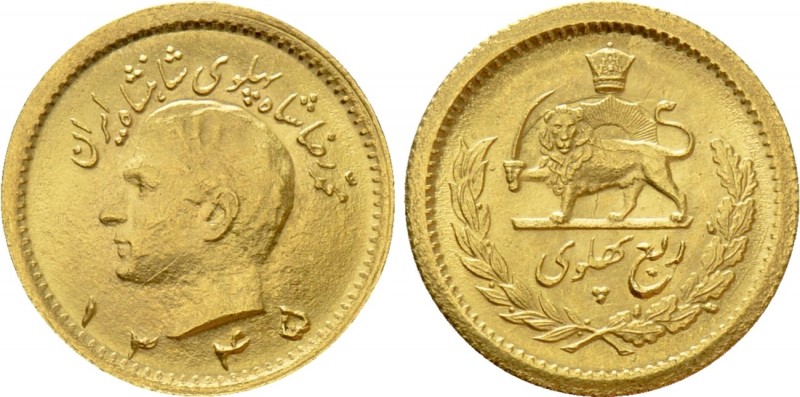 IRAN. Pahlavis. Mohammad Reza (1941-1979). GOLD 1/4 Pahlavi. Dated SH 1335 (1917...