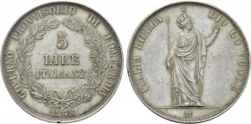 ITALY. Governo Provvisorio di Lombardia. AR 5 Lire (1848). Milan