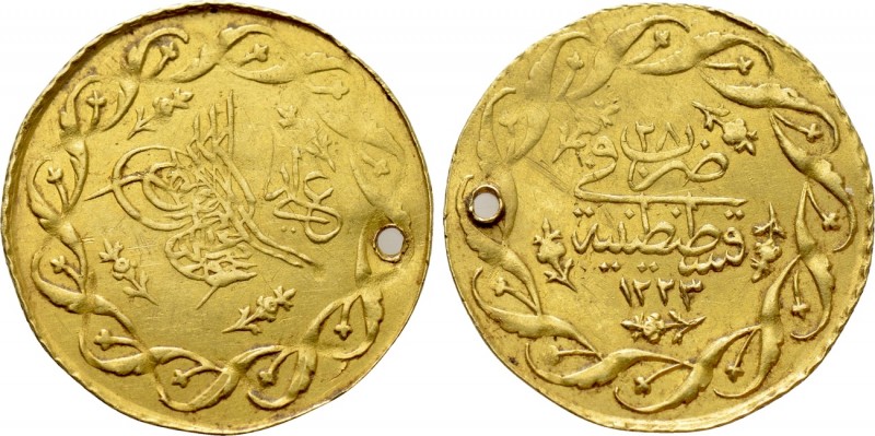 OTTOMAN EMPIRE. Mahmud II (AH 1222-1255 / AD 1808-1839). GOLD Cedid. Qustantiniy...