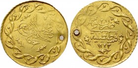 OTTOMAN EMPIRE. Mahmud II (AH 1222-1255 / AD 1808-1839). GOLD Cedid. Qustantiniya (Constantinople) mint. Dated AH 1223/28 (1835)