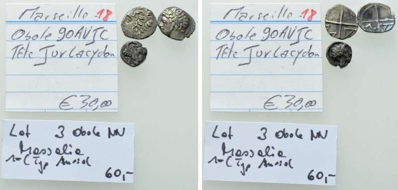 3 Coins of Massalia.

Obv: .
Rev: .

.

Condition: See picture.

Weight...