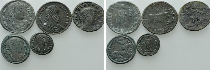 5 Roman Coins; all Tooled. 

Obv: .
Rev: .

. 

Condition: See picture.
...