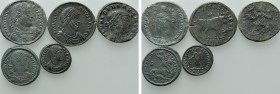 5 Roman Coins; all Tooled