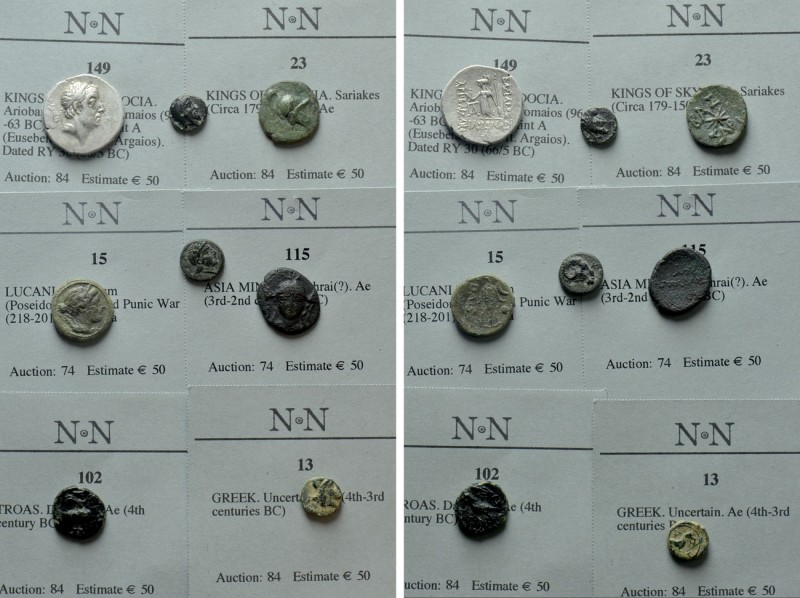 8 Greek Coins. 

Obv: .
Rev: .

. 

Condition: See picture.

Weight: g....