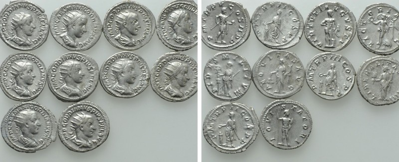 10 Antoniniani of Gordianus III. 

Obv: .
Rev: .

. 

Condition: See pict...