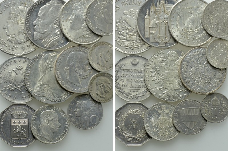 12 Modern Silver Coins; USA, Austria, Russia. 

Obv: .
Rev: .

. 

Condit...