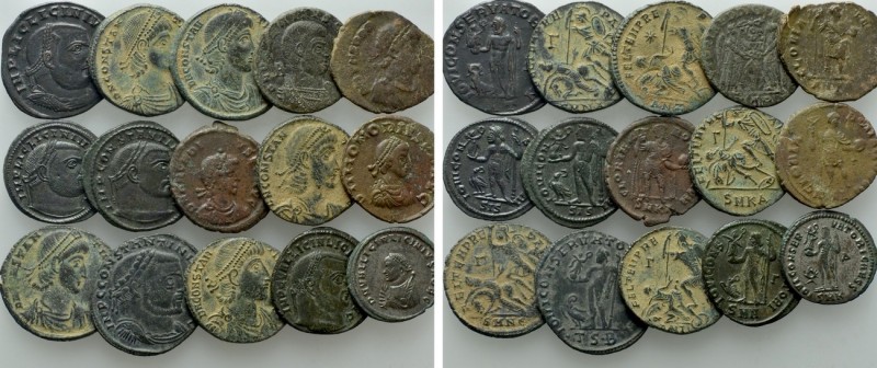 15 Roman Coins; Licinius, Honorius etc. 

Obv: .
Rev: .

. 

Condition: S...