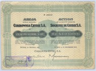 Cukrownia Chybie SA, 100 złotych 1927 Cukrownie zawsze wzbudzały entuzjazm wśród kolekcjonerów. Akcja wystawiona została przez spółkę działającą na Śl...