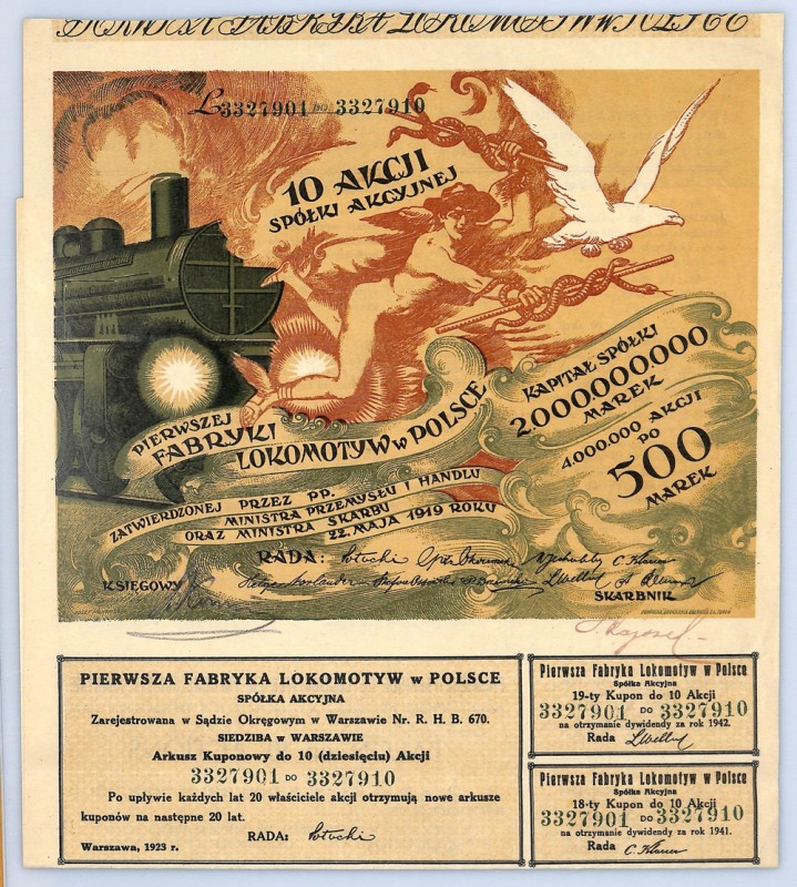 Pierwsza Fabryka Lokomotyw w Polsce, 10 x 500 marek 1923 Chyba najbardziej znana...
