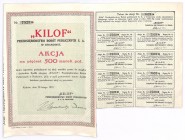 KILOF Przedsiębiorstwo Robót Publicznych S.A. w Krakowie, 500 marek 1922 Kiedyś popularna akcja, od kilku lat transakcje nią stają się coraz rzadsze. ...