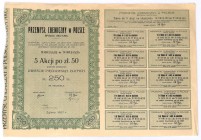 Przemysł Chemiczny w Polsce SA, 5 x 50 złotych 1927 Największy zakład przemysłowego Zgierza. Fabryka sztucznych barwników zaopatrująca cały łódzki prz...