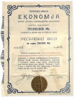 EKONOMIA SA Gospodarstwa Krajowego, Em.I, 50 x 5.000 marek 1922 z zawiadomieniem Akcja spółki ze Skarżyska Kamiennej produkującej domy drewniane. Chyb...